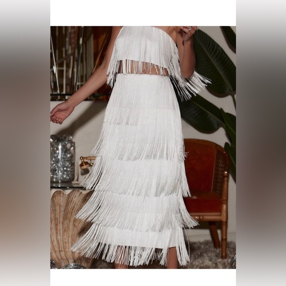 12th Tribe Dresses & Skirts - 12th Tribe Cream Fringe Detail Top